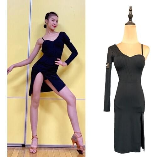 Sexy Latin Dance Dress For Women Backless Salsa Dancewear Party Outfits Stage Costume Designer Clothes Black Dress JL2532
