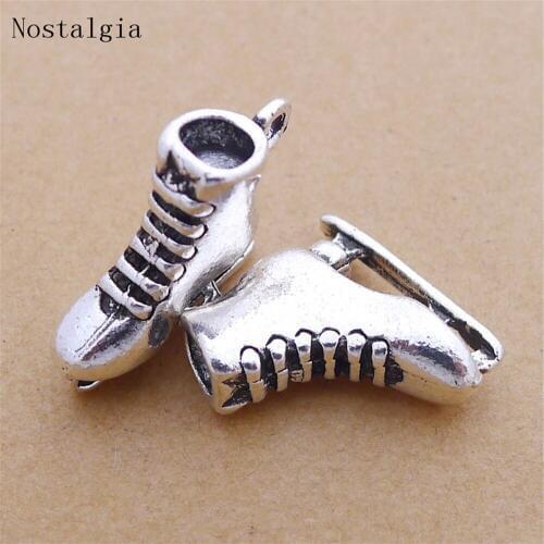 10PCSCharms Ice skates shoes Pendants Making DIY Handmade Tibetan Silver Charms For Necklace Jewelry Making Accessories