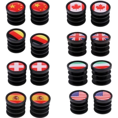 2pcs Standard 7/8" National Flag Bicycle Handlebar Bar End Plugs Caps Bungs Frosted Bicycle Accessories for Mountain Road Bike