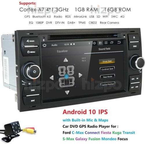 AutoRadio 2din Android Car Multimedia Player DVD GPS Fit Ford Focus C-Max Connect Fiesta Kuga Transit S-Max Galaxy Fusion Mondeo