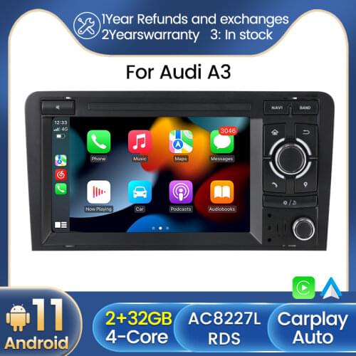 CarPlay Auto Android 10.0 DSP Car Radio For Audi A3 8P 2003-2012 S3 2006-2012 RS3 2011 Multimedia Video Stereo 4G NET Wifi DAB