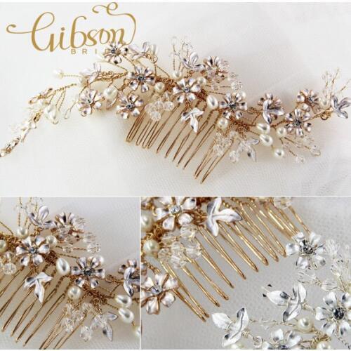 Free Shipping Sweetest Cluster of Hand Painted Enamel Blossoms and Flowers Wedding Headpieces Hair Combs