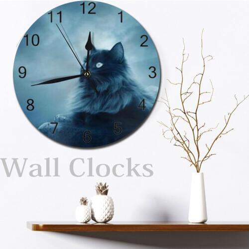 Cute Cats Pattern Big 25CM Wall Clock Decor Numeral Digital Dial Mute Silent Digital Clock Battery Operated Kitchen Wall Bedroom