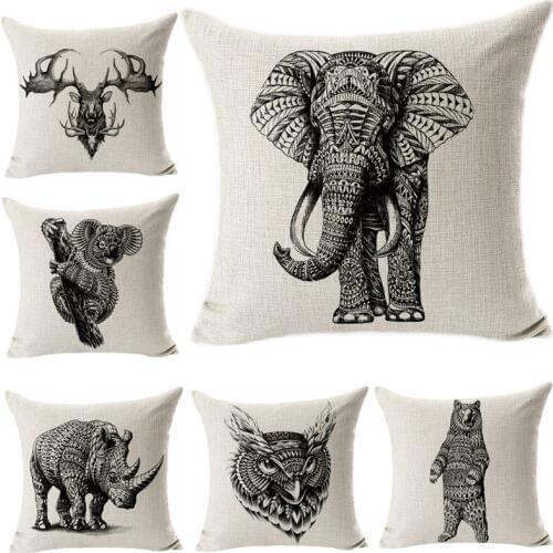 Black and white Animal Print cotton linen bedding sets pillowcase new kids gift pillow cover