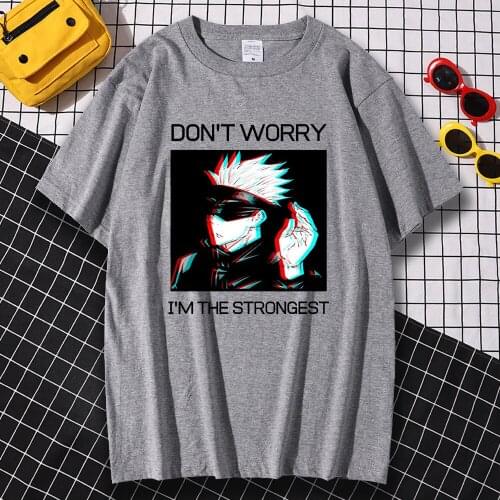 Crewneck Comfortable Male Tees Shirt Summer Casual Tshirt Japan Anime Gojo Sensei Print Clothing Short Sleeves Tees Shirts Men