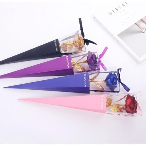 Valentines Day Artificial Roses Flowers 24K Gold Foil Fake Rose Wedding Party Decorations Romantic Marriage For Valentine Gifts