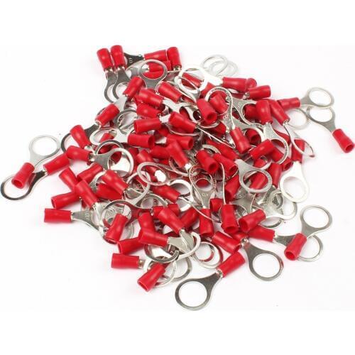 20PCS RV1.25-10 Red 22-16 AWG 0.5-1.5mm2 Insulated Ring Terminal Connector Cable Wire Connector