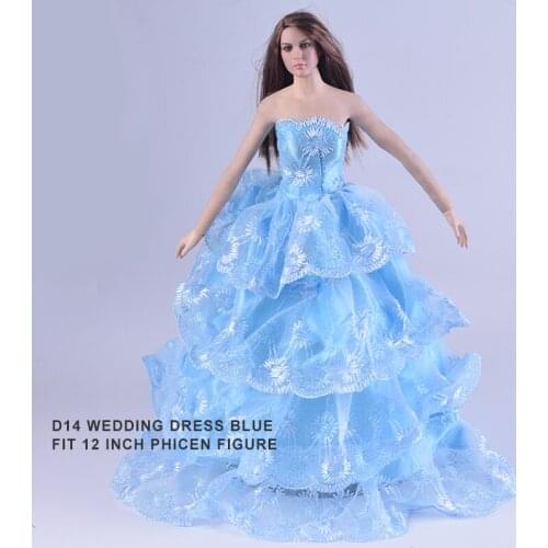 1/6 Scale Soldier skirt sky blue lace evening dress wedding princess skirt tutu skirt model For 12'' Action Figure Body DIY Acce