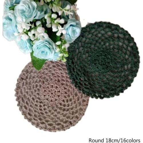 HOT Lace Round cotton Handmade table place mat dish pad Cloth crochet wedding placemat cup mug tea coffee coaster doily kitchen