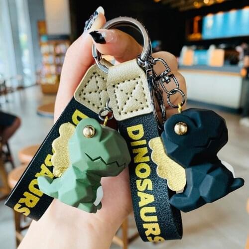 Fashion Geometric Faceted Dinosaur Doll Keychain Creative Personality Car Key Chains Women Men Cute Bag Keyring Gifts