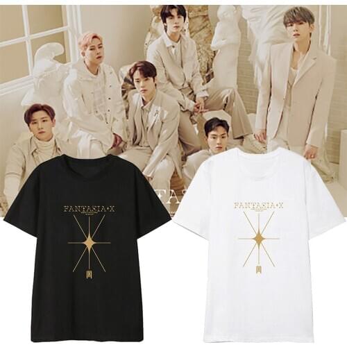 New Korean Kpop MONSTA X - FANTASIA X K-pop T-shirts Hip Hop Streetwear Shirts Men/women Harajuku Kawaii Tee Shirt Femme Drops