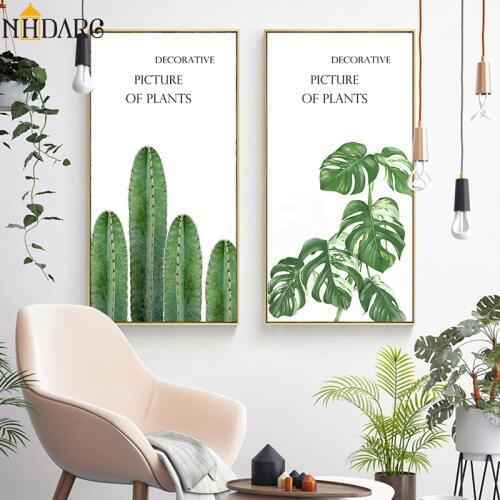 Watercolor Plant Leaves Poster Print Landscape Wall Art Canvas Painting Picture for Living Room Home Decor Cactus Decoration