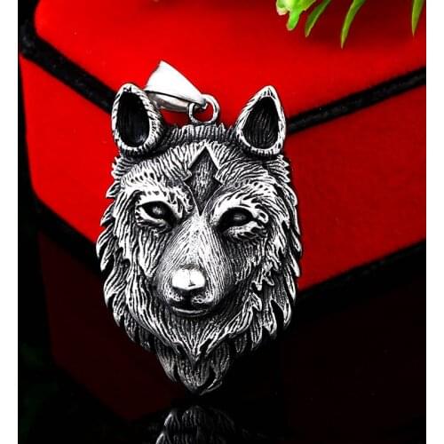 Punk howling wolf pendant 316L stainless steel men necklace viking Charm Fashion jewelry Boys gift