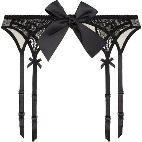 Sexy Erotic big bow kont high quality eyelash lace garter belt palace style underwear S M L XL temptation suspender belt CYHWR