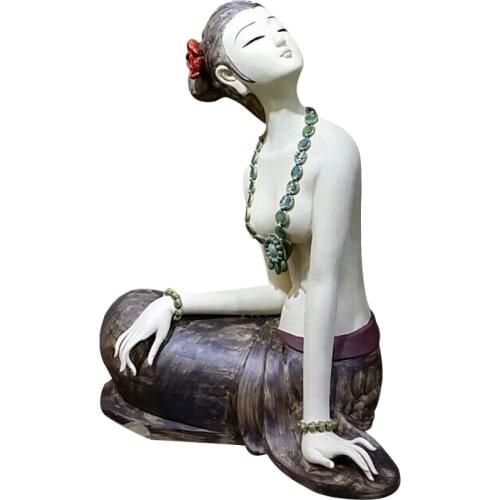 Qing Lotus Bay ceramic doll Chinese Zen art living room porch hotel club maiden Ms. girl Beauty figure Sculpture statue Home ar