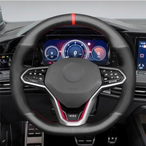 DIY Anti-Slip Wear-Resistant Steering Wheel Cover For Volkswagen Golf 8 MK8 GTI Golf GTE 2020-2021 Car Interior Decoration