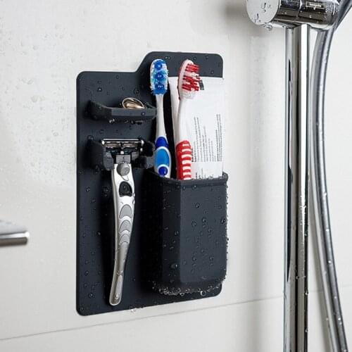 Strong Silicone Toothbrush Holder Waterproof Gel Toothpaste and Shaver Hanger for Bathroom Mirror Shower Esquineros De Pared