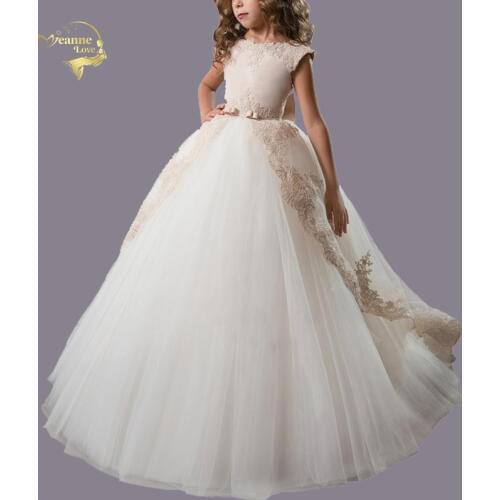 Light Champagne Flower Girls Dresses For Wedding Party Important Occasions Clothing Childrens Evening Prom Gown 2 3 4 5 6 7 8 9