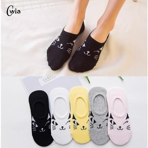 CAT Warm comfortable cotton bamboo fiber girl womens socks ankle low female invisible color girl boy hosier 4pair=8pcs WS114