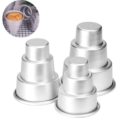 Diy Mini Three-Layer Cake Pan Pudding Mould Muffin Decorating Mold Kitchen Tools Aluminium Alloy Pudding Mold