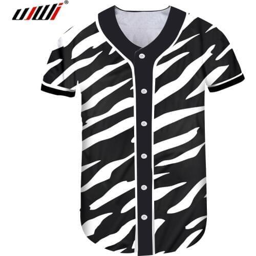 UJWI New 3D The Zebra Stripes Man Baseball Shirt Printed Mens Gothic Tshirt Hot Sale Unisex T-shirt Recommend