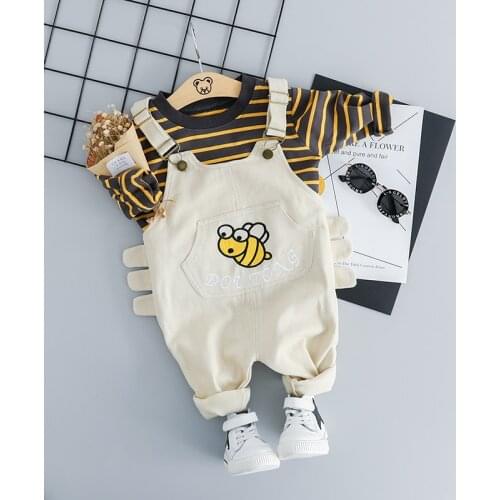 HYLKIDHUOSE Toddler Infant Clothes Outfit Baby Boys Girls Clothing Sets Casual Style Kids Children Stripe Cartoon T Shirt Pants