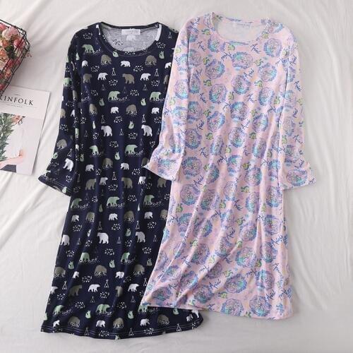 Spring Ladies Knitted Cotton Extended Nightdress Women Sleepwear Plus Size Night Wear Ropa Para Dormir Mujer Sexy Nightwear