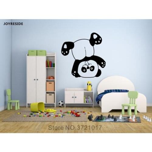 JOYRESIDE Panda Bear Animal Wall Decal Vinyl Sticker Upside Down Funny Cartoon Decor For Kids Bedroom Art Decoration Mural XY050