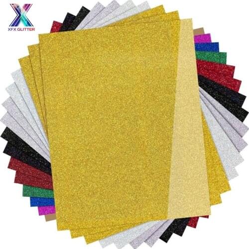 XINFANGXIU Heat Transfer Stickers 25x30.5cm Beautiful Color Glitter Heat Transfer Vinyl Film Cutted Plotter Iron on HTV Film DIY