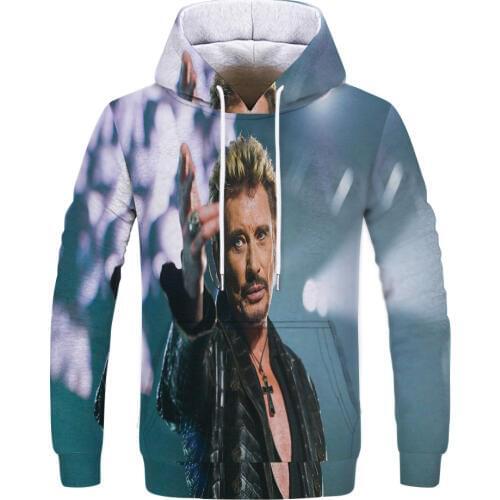 Johnny Hallyday funny 3D printed men women hooded hoodie sweatshirt fashion graphic hoodie casual streetwear pullover hoodie
