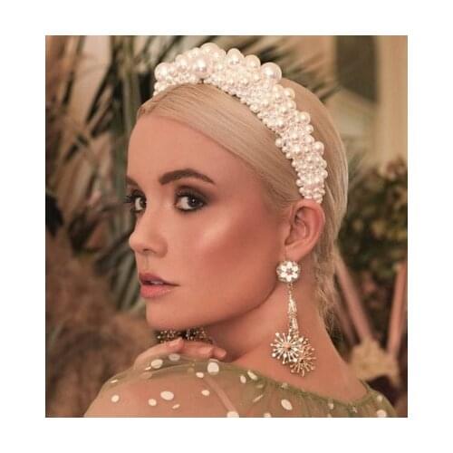 Handmade Imitation Pearl Hairband Women Elegant White Full Pearl Beads Headband Bridal Crown Hair Hoop Hair Accessories Wedding