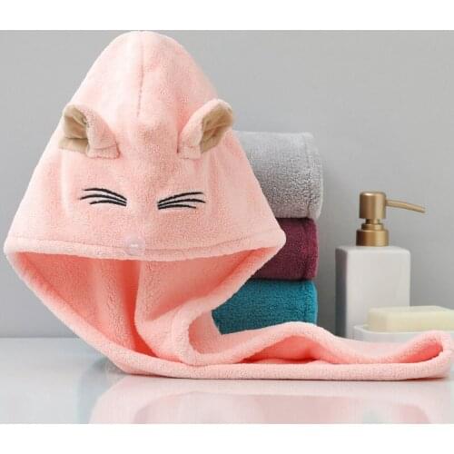 Women Microfiber Towel Hair Cartoon Towel Bath Towels for Girls Home Terry Absorbent Towels Bathroom Turban for Drying Hair Cap