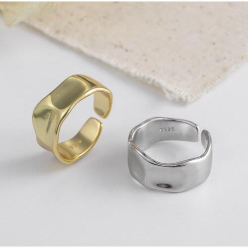 New Vintage Irregular Opening Wedding Rings for Women Personality Wave Adjustable Ring