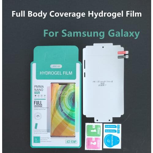 1 front Full Body Hydrogel Film For Samsung Galaxy S21 ultra S8 S9 S10e S20 plus Note 20 ultra Screen Protector With Package