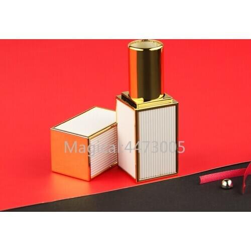 10/30/50pc White Stripe Square Empty Lipstick Tube 12.1mm Lip Balm Container Lipstick Shell Packaging Makeup Cosmetics DIY
