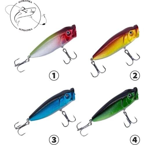 10g/76mm Artificial Floating Popper Wobblers Plastic Fishing Lure Hard Lure 3D Fisheye Anti-corrosion Bionic Fishing Bait