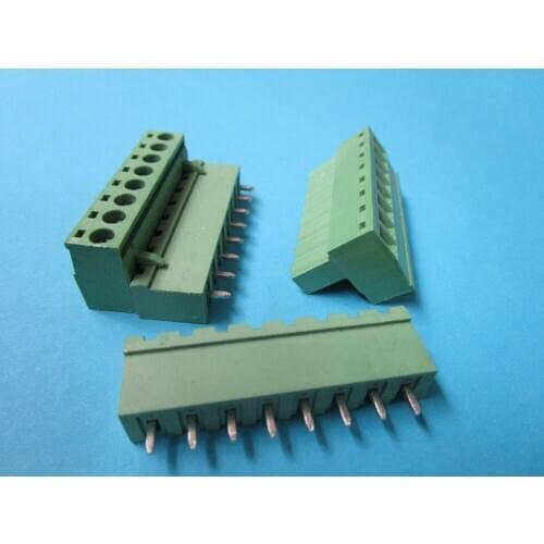 100 Pcs Close Straight 8 pin/way Pitch 5.08mm Screw Terminal Block Connector Green Color Pluggable Type With Straight pin