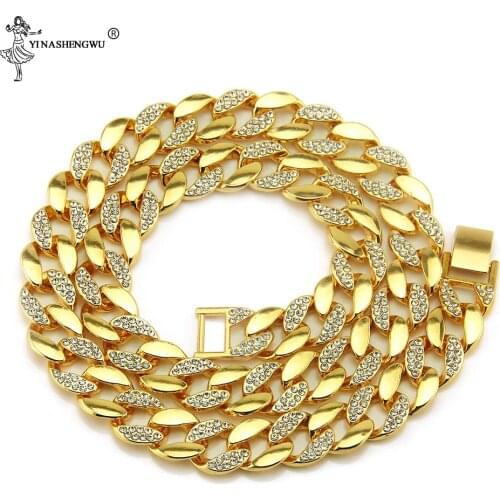 15 mm Hip Hop Bling Iced Out AAA CZ Square Zirconia Cuban Link Chain Necklace Copper Necklaces Bracelet Collares Jewelry For Men