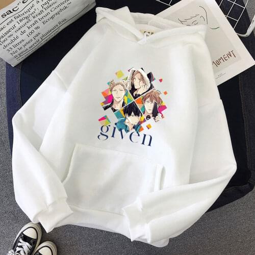 2021 Kawaii Anime Yaoi Bl Given Cartoon Hoody Anime Music Hoodies Sweatshirt Women 100% Pure Cotton Fashion Black Hoodie Tops