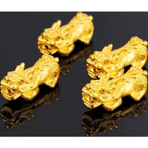 24x11x9mm Small Zhaocai Copper Coin PIXIU Accessories Handmade DIY Beads Vietnam Sajin Loose Beads Gold Plated Top Sell