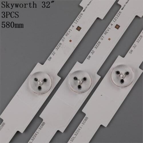 3pcs LED Strips Backlight Lamps SW 32 3228 07 Rev1.4 LBUA-SDL320X1-S08B for Skyworth 32'' TV 32E350E 32E306C 32E320W