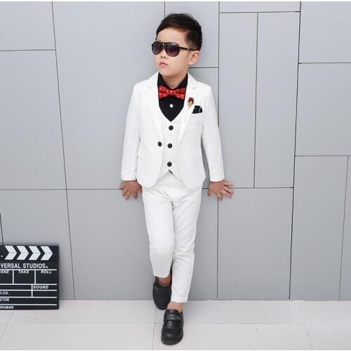 Brand New Boys Formal Wedding Party Suits Sets Children Blazer Vest pants Tie 4PCS Clothing Sets Kids Performances Dress Costume