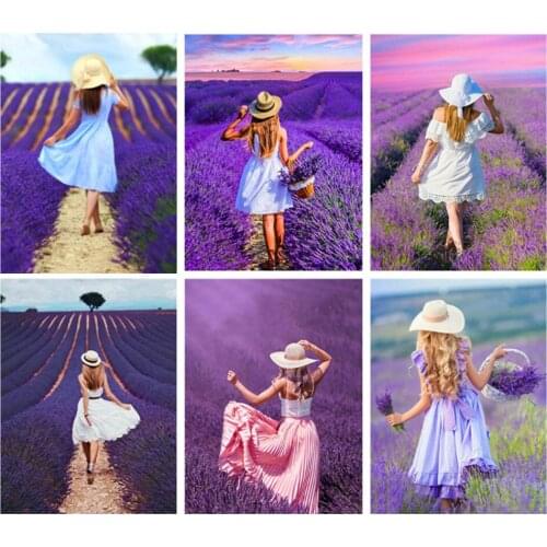DIY 5D Diamond Painting Cros Stitch Portrait Woman Diamond Embroidery Sale Landscape Lavender Pictures of Rhinestones Mosaic Kit