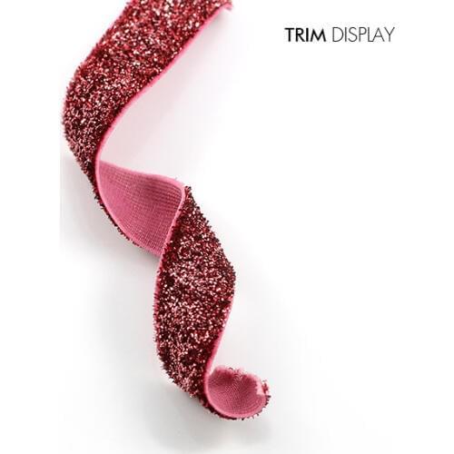 15mm Glitter Pink Solid Color Elastic Webbing Lace Decorated Ribbon Tape Trim Applique Sewing Supplies Material 40y/T1017