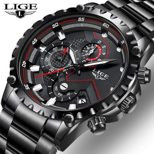 LIGE 2019 New Quartz Mens Watches Multifunction Sport Chronograph Watch Men Top Luxury Brand Wrist Watch Male Relogio Masculino