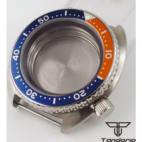 Fit NH35A NH36A 45mm Automatic Wristwatch Case Unidirectional Bezel Brushed Screw Down Crown Sapphire Glass