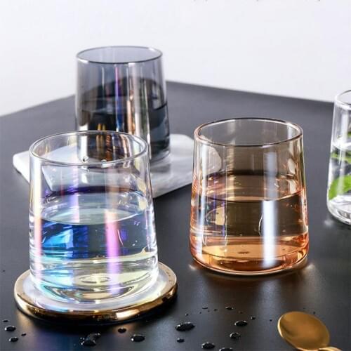 Colorful Transparent Nordic Style Glass Cup Beer Whiskey Vodka Wine Water Champagne Cocktail Wine Glasses Juice Coffee Milk Mugs