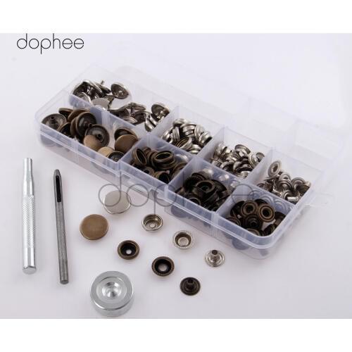 Dophee 40 Sets Snap Fastener Buttons 17mm with 3Pcs Tool DIY Sewing Fasteners Press Studs Poppers Baby Romper Buckle Snap+1 Box