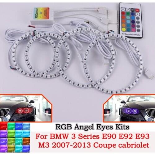 DRL Angel Eyes LED RGB CCFL SMD headlight 4 ring set For BMW 3 Series E90 E92 E93 M3 2007-2013 Coupe cabriolet car accessories