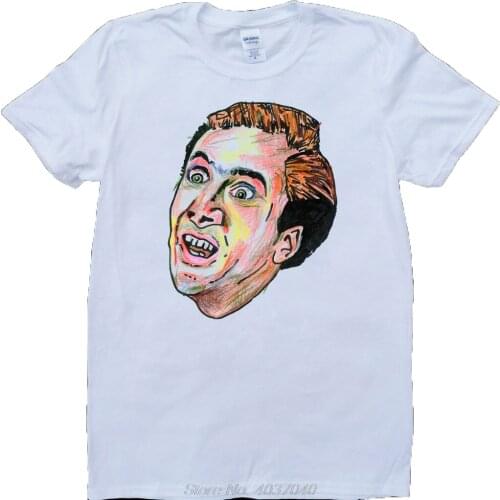 Nicolas Cage Funny Mens White, Custom Made T-Shirt Fashion O-Neck Top Quality Cotton Casual Men T Shirts Tees Harajuku